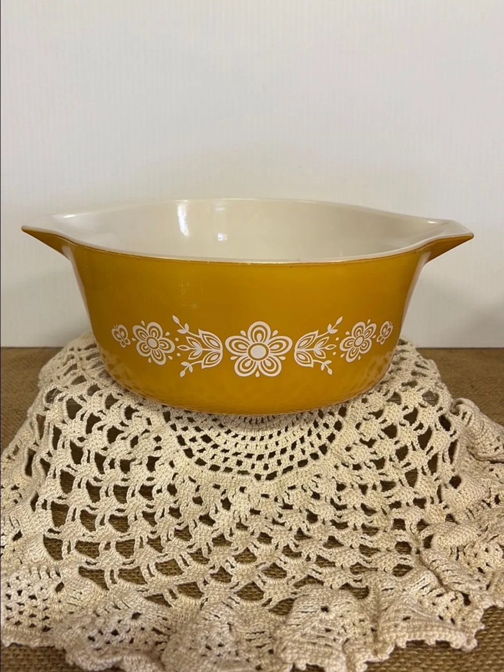 PYREX #475-B Butterfly Casserole Dish Bowl Golden Yellow Cinderella 2.5 QT